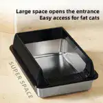 Semi-Closed Stainless Steel Cat Litter Box for Containing Litter Scatter with Matching Scoop – gallery image 9