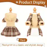 Fleece Hooded Dog Sweater for Warmth in Cold Weather with Plaid Pattern – gallery image 8