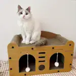 Cat House Condo for Indoor & Outdoor Resting with Ventilated Doors and Scratching Boards – main image