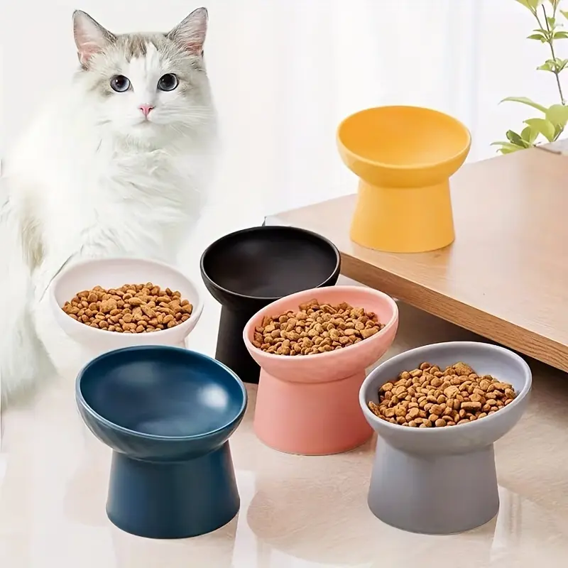 f3d47815f501a350dd02fb591f76c3c4 Elevated Inclined Ceramic Cat Bowl for Feeding and Drinking – main image